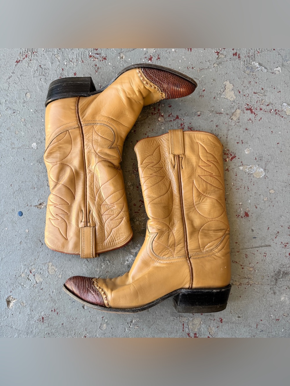 Tony Lama Tan Leather Cowboy Boots